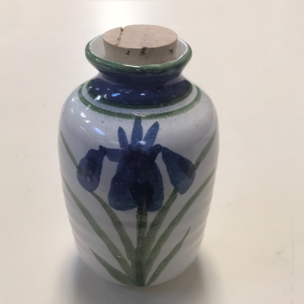 Handmade Pottery Iris Vase/Jar/Urn w/cork
